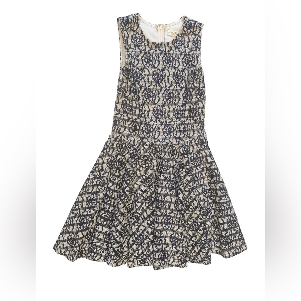 Maison Jules Dress Size M Navy & Cream Floral Lace Fit & Flare Sleeveless